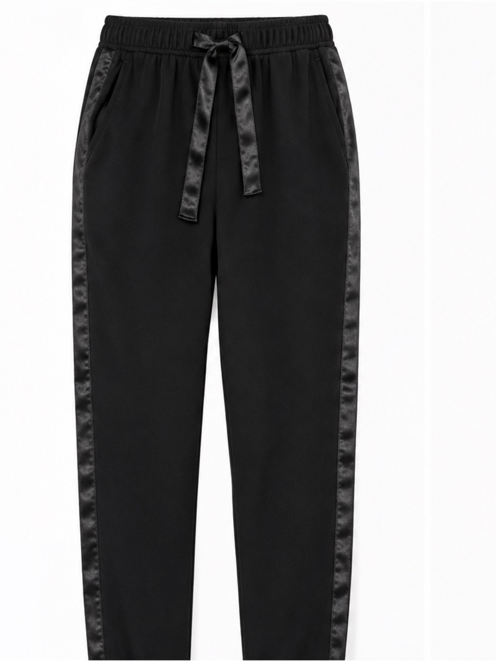 Club Monaco Black Satin Stripe Jogger Pants – Size Medium